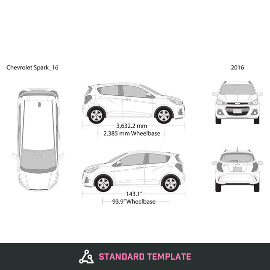 2016 Chevy Spark vector wrap template, Design-Ready PDF - GravBase