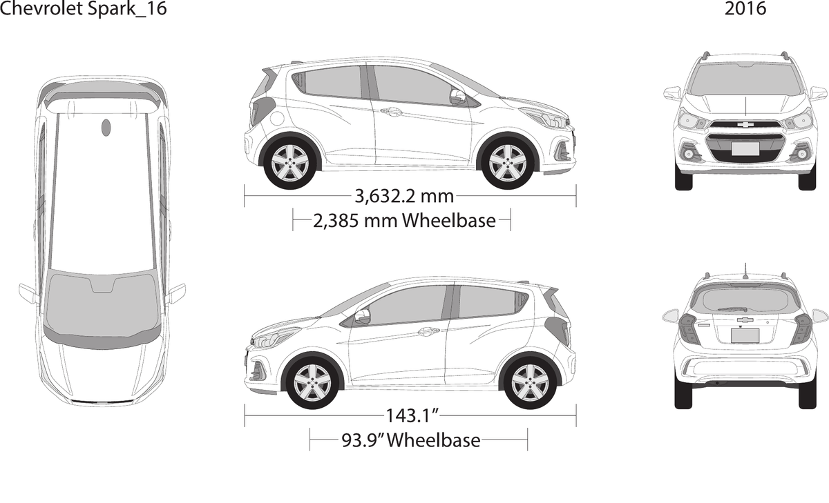 2016 Chevy Spark vector wrap template, Design-Ready PDF - GravBase