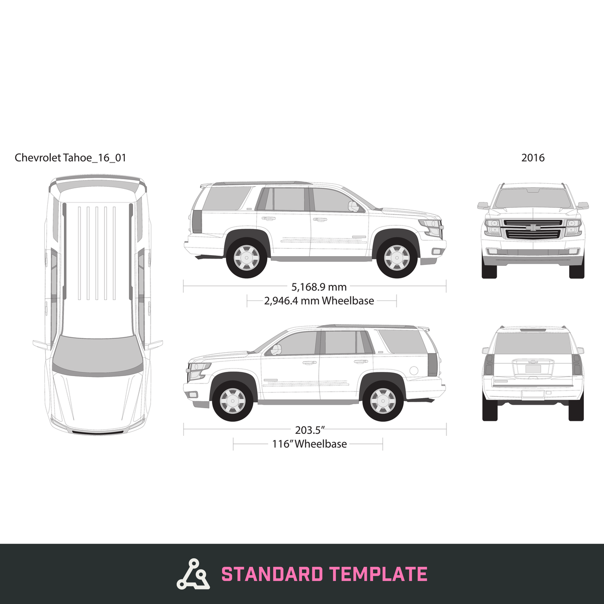 2016 Chevy Tahoe vector wrap template, Design-Ready PDF - GravBase