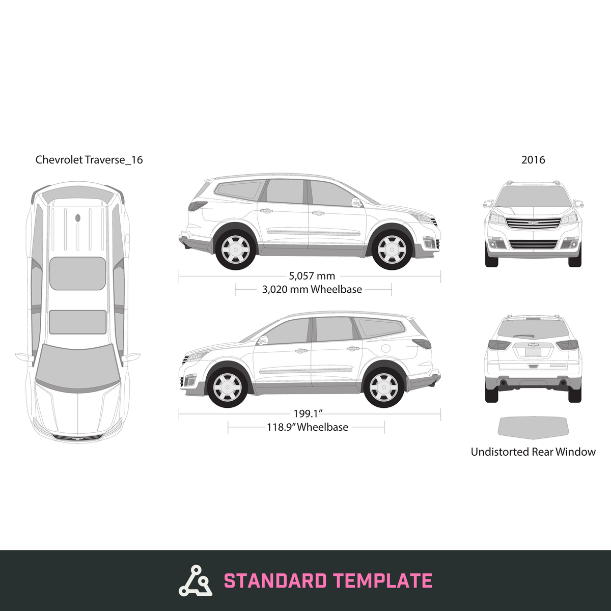 2016 Chevy Traverse vector wrap template, Design-Ready PDF - GravBase
