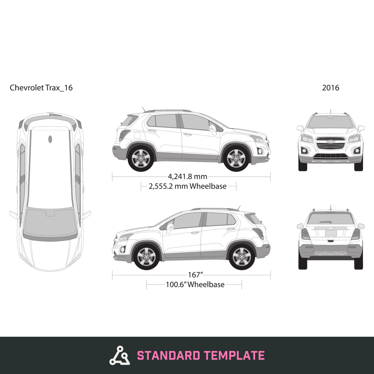 2016 Chevy Trax vector wrap template, Design-Ready PDF - GravBase