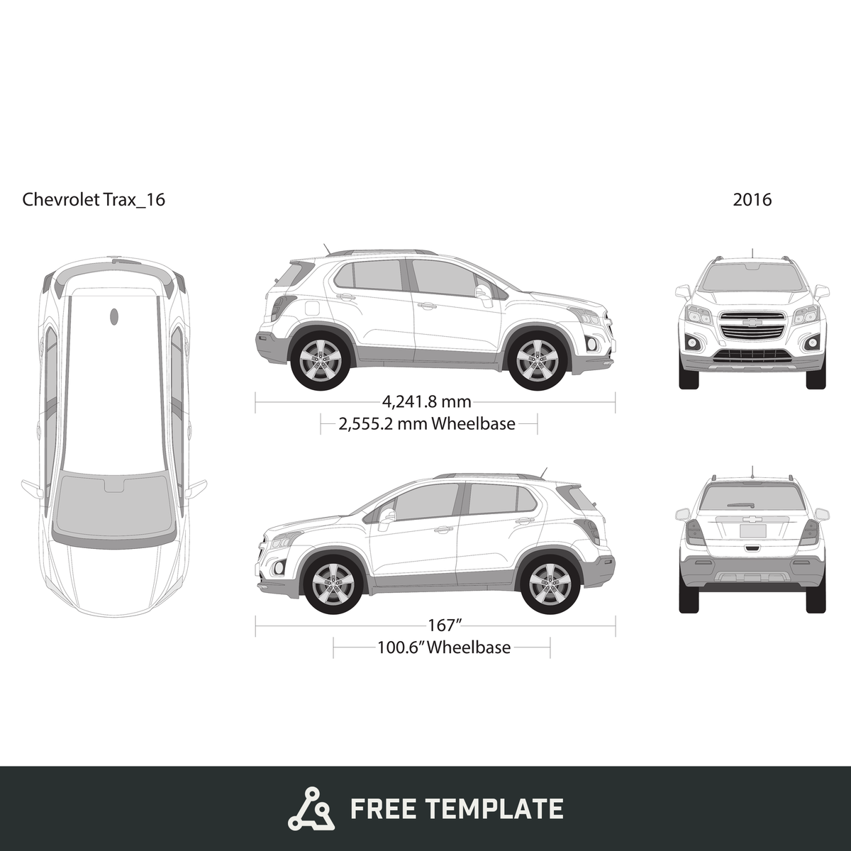 2016 Chevy Trax free vector vehicle wrap template - GravBase
