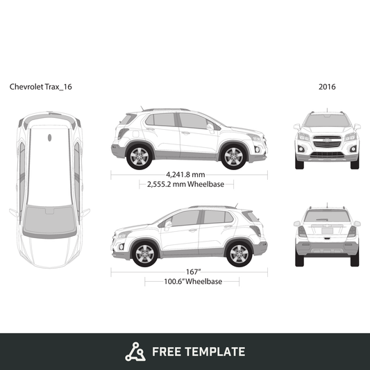 2016 Chevy Trax free vector vehicle wrap template - GravBase