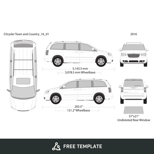 2016 Chrysler Town And Country free vector vehicle wrap template - GravBase