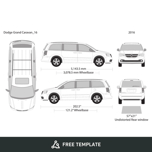 2016 Dodge Grand Caravan free vector vehicle wrap template - GravBase