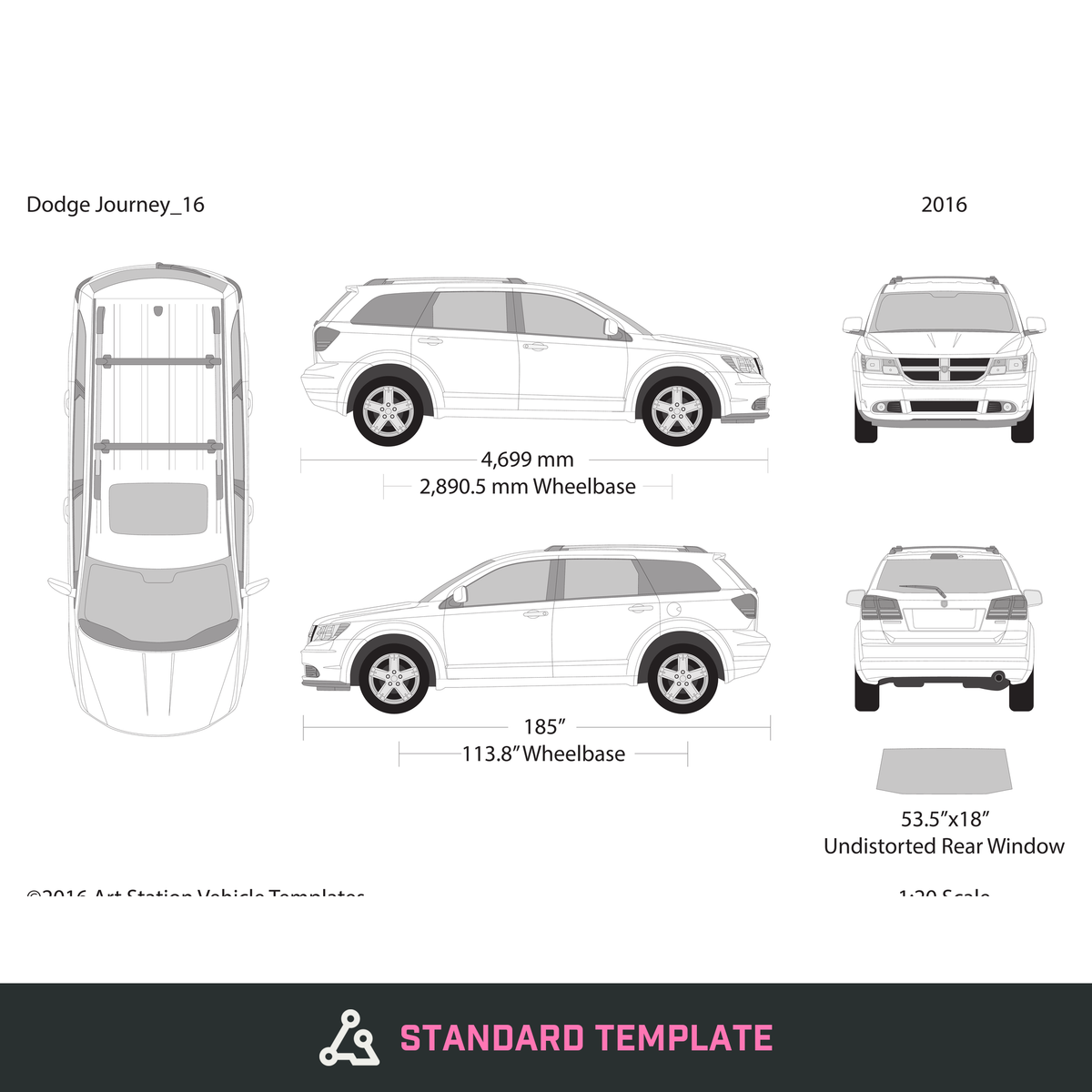 2016 Dodge Journey vector wrap template, Design-Ready PDF - GravBase