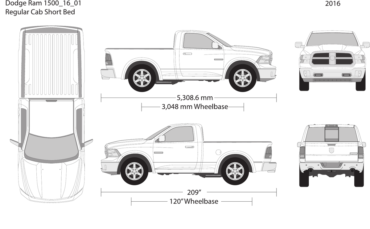 2016 Dodge Ram 1500 vector wrap template V01, Design-Ready PDF - GravBase