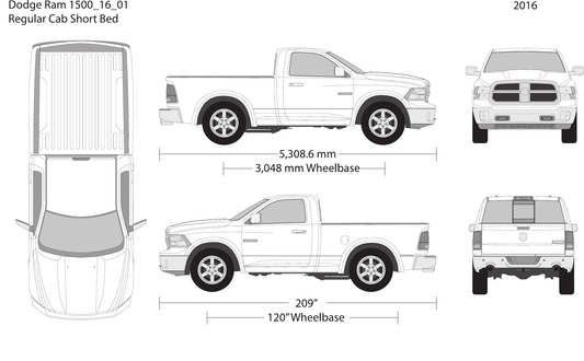 2016 Dodge Ram 1500 vector wrap template V01, Design-Ready PDF - GravBase