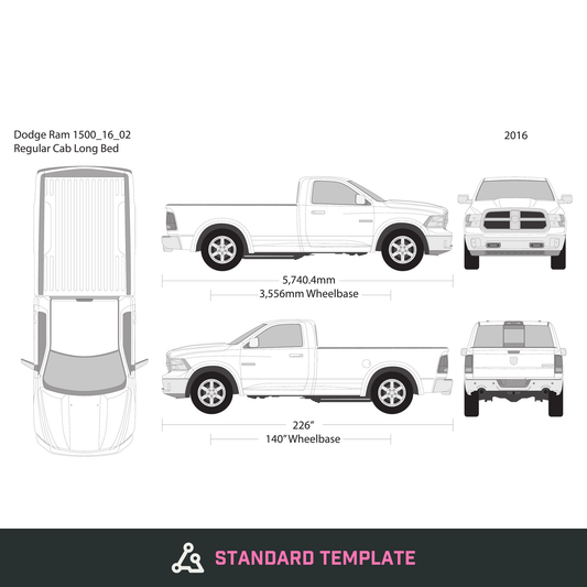2016 Dodge Ram 1500 vector wrap template V02, Design-Ready PDF - GravBase