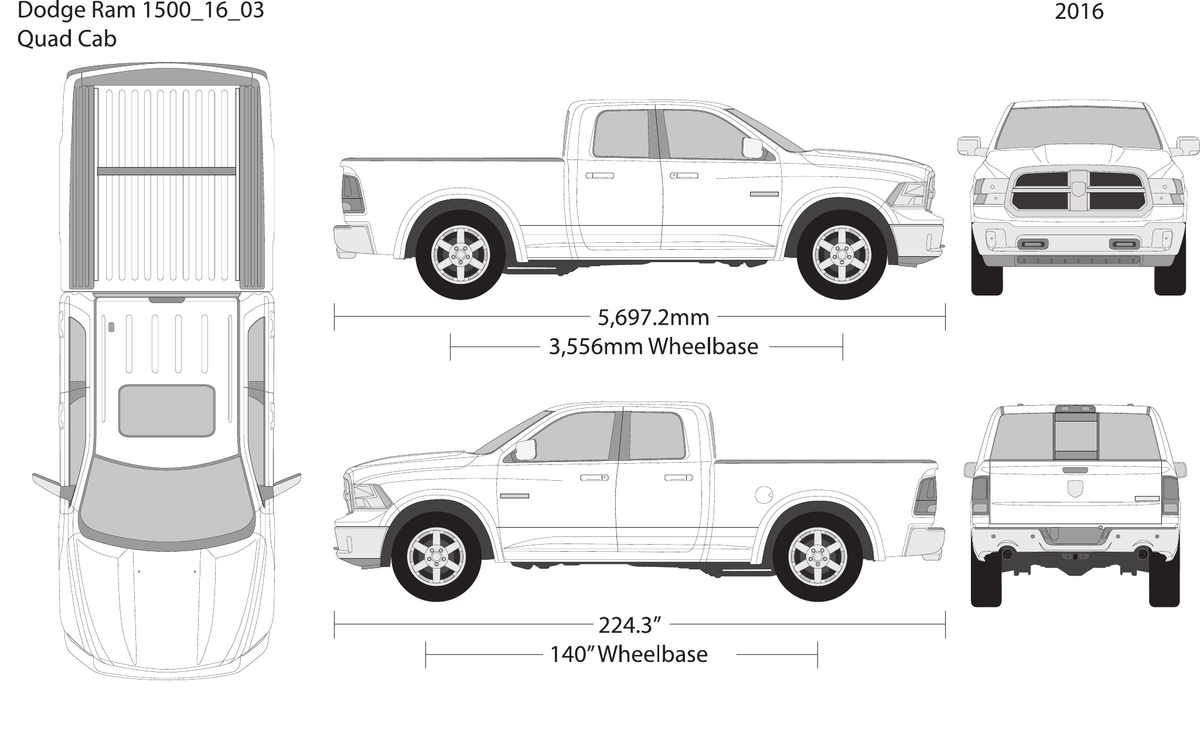 2016 Dodge Ram 1500 vector wrap template V03, Design-Ready PDF - GravBase