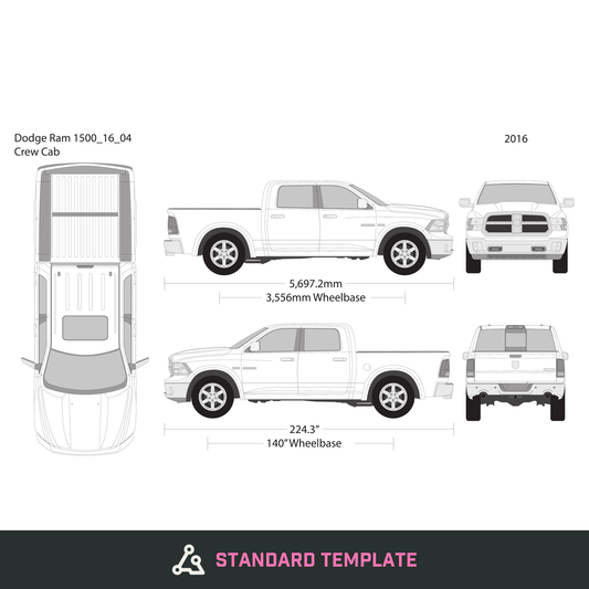 2016 Dodge Ram 1500 vector wrap template V04, Design-Ready PDF - GravBase