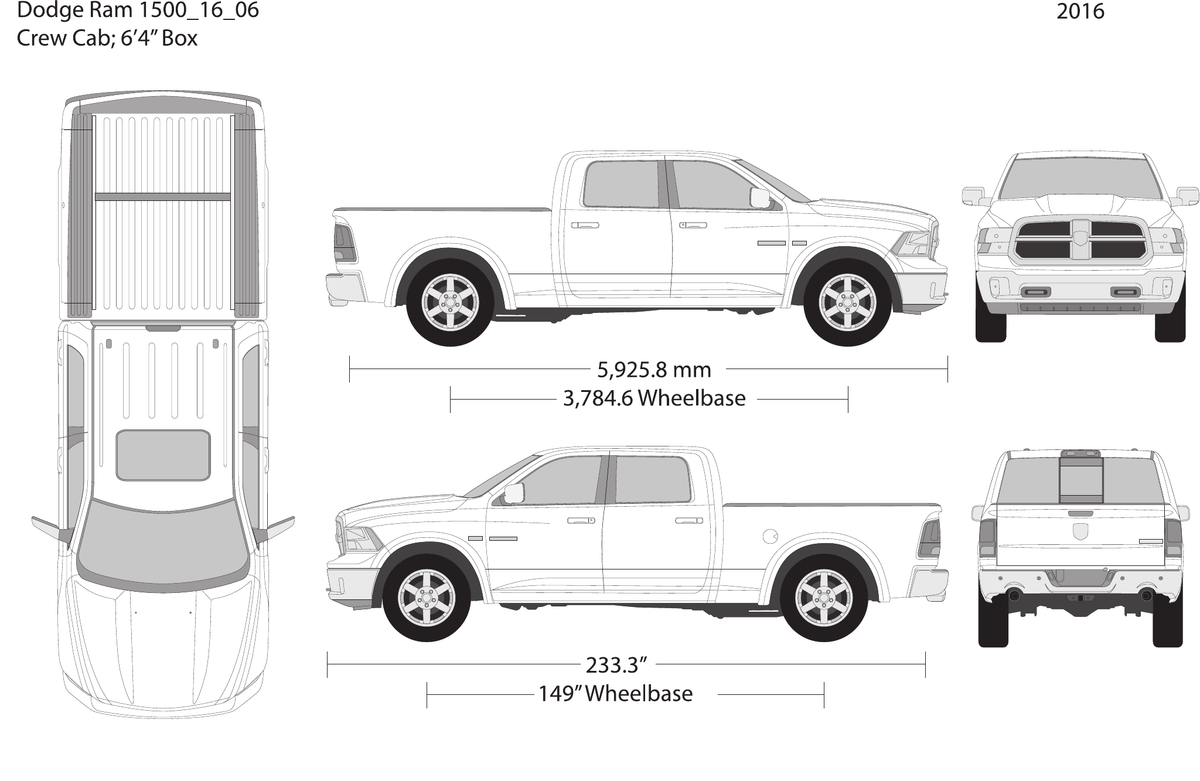 2016 Dodge Ram 1500 vector wrap template V06, Design-Ready PDF - GravBase
