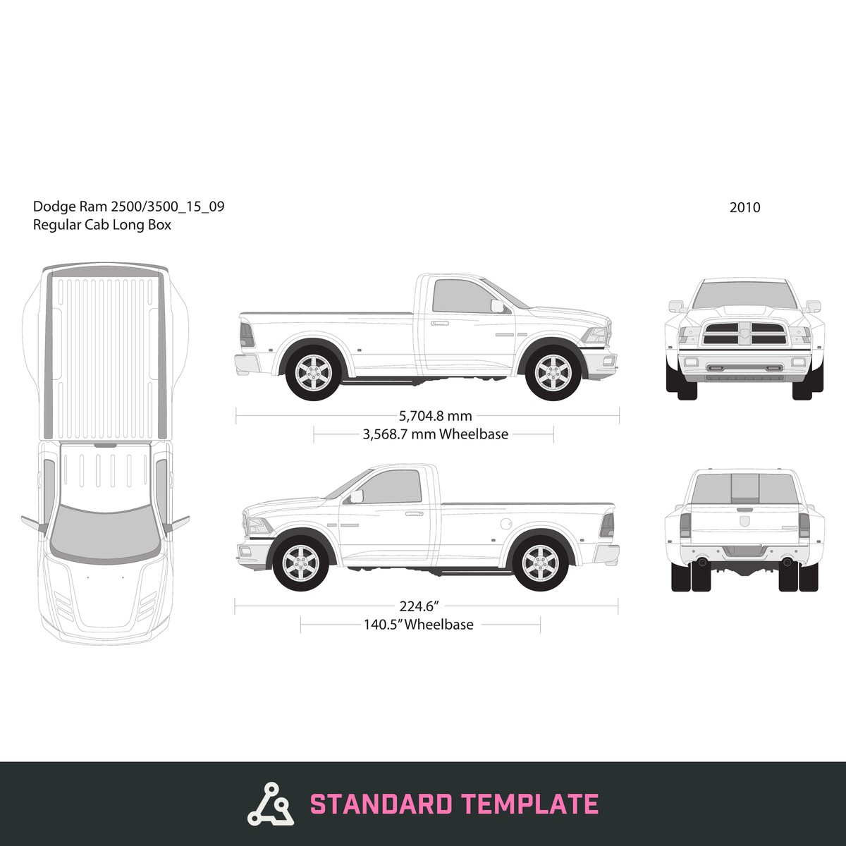 2016 Dodge Ram 2500_3500 vector wrap template V10, Design-Ready PDF - GravBase