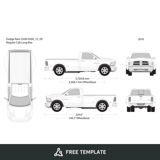 2016 Dodge Ram 2500_3500 free vector vehicle wrap template - GravBase