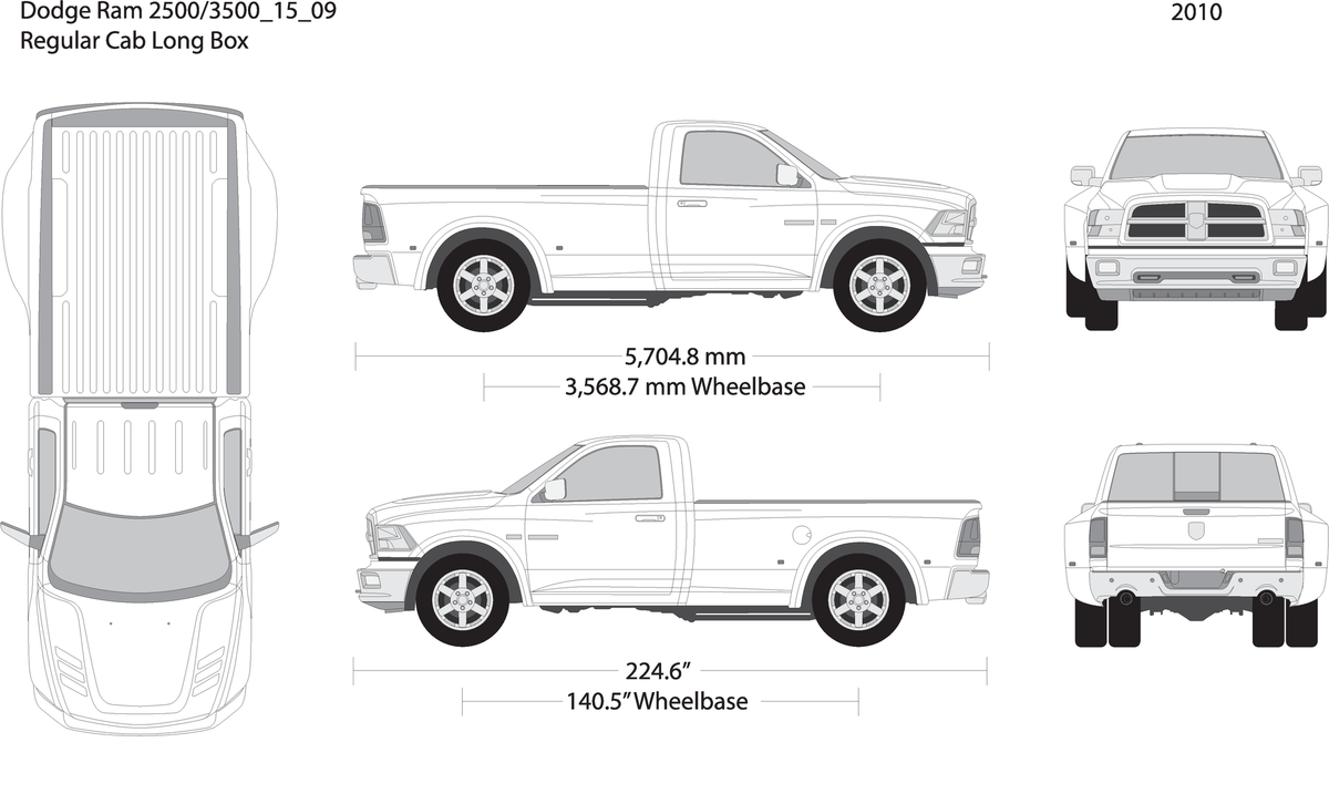 2016 Dodge Ram 2500 3500 V10 Vehicle Wrap Template