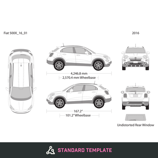 2016 Fiat 500X vector wrap template, Design-Ready PDF - GravBase