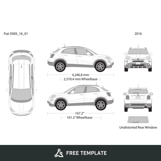 2016 Fiat 500X free vector vehicle wrap template - GravBase