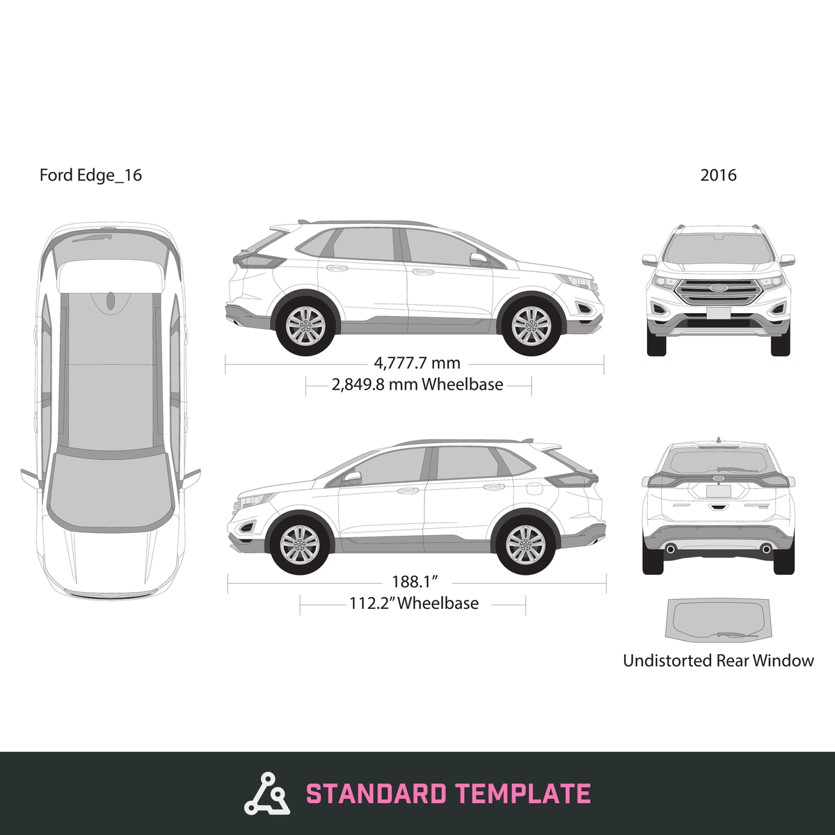 2016 Ford Edge vector wrap template, Design-Ready PDF - GravBase