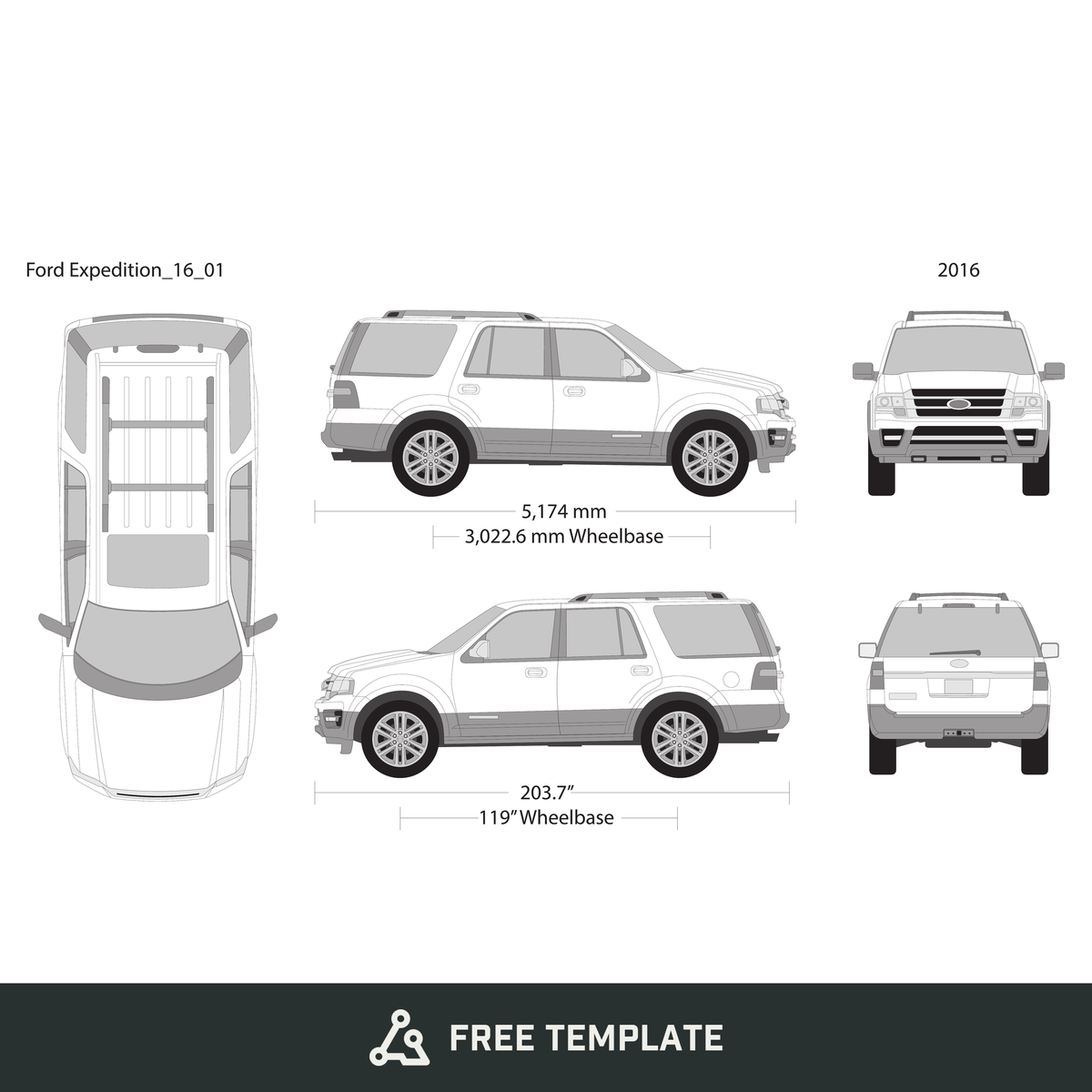 2016 Ford Expedition free vector vehicle wrap template - GravBase
