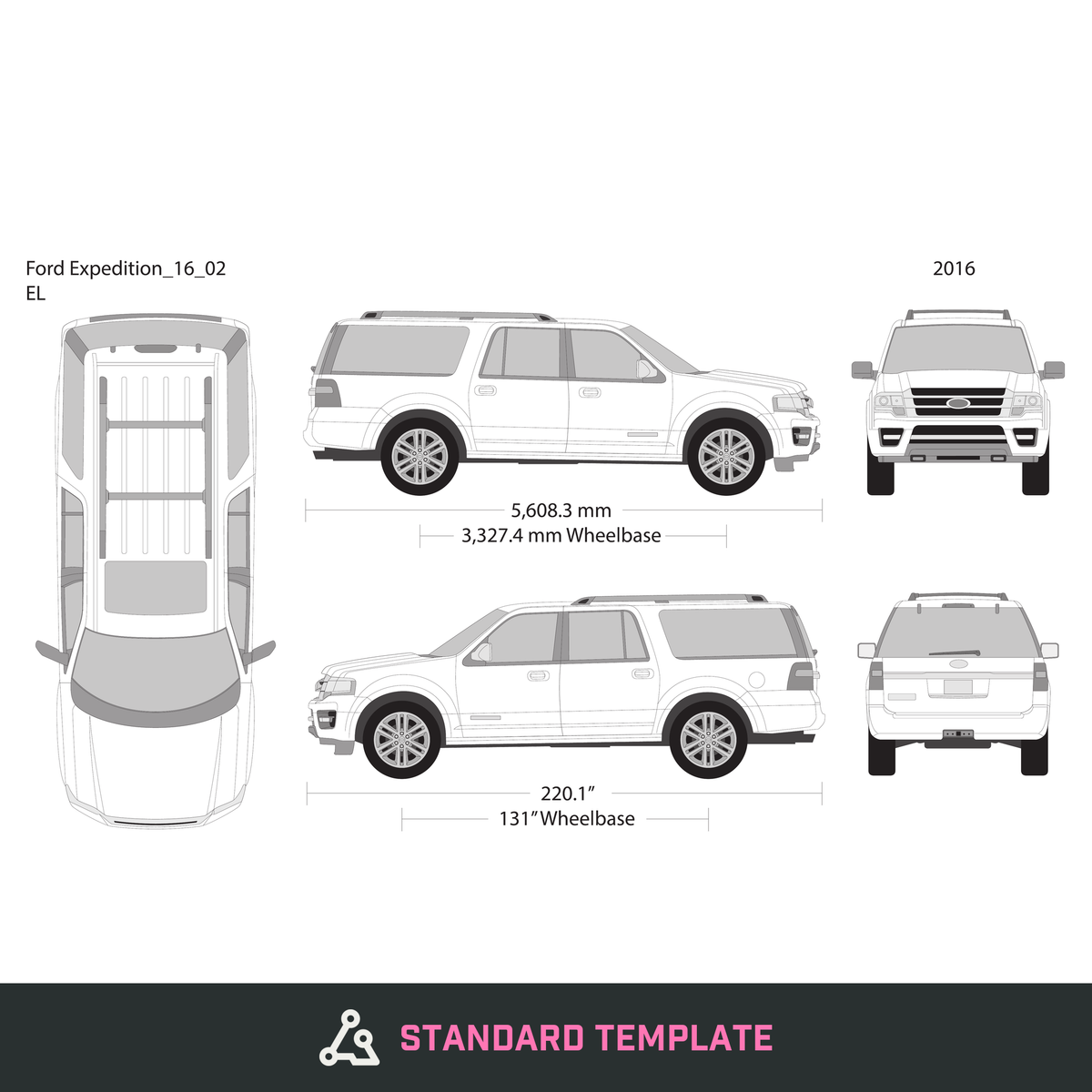 2016 Ford Expedition vector wrap template V02, Design-Ready PDF - GravBase