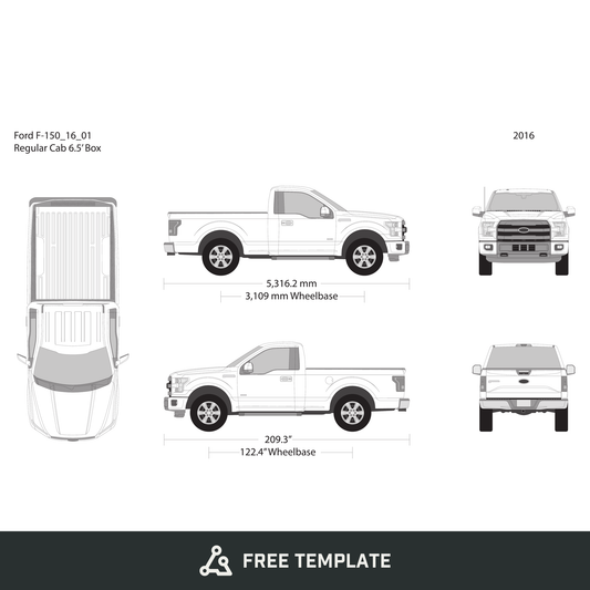 2016 Ford F-150 free vector vehicle wrap template - GravBase