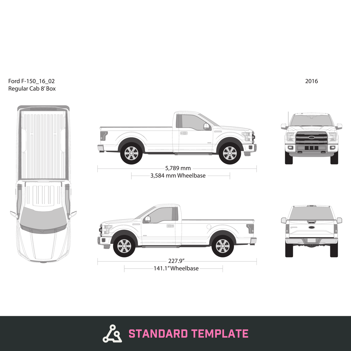 2016 Ford F-150 vector wrap template V02, Design-Ready PDF - GravBase