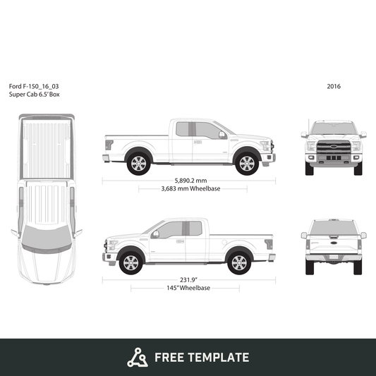 2016 Ford F-150 free vector vehicle wrap template - GravBase