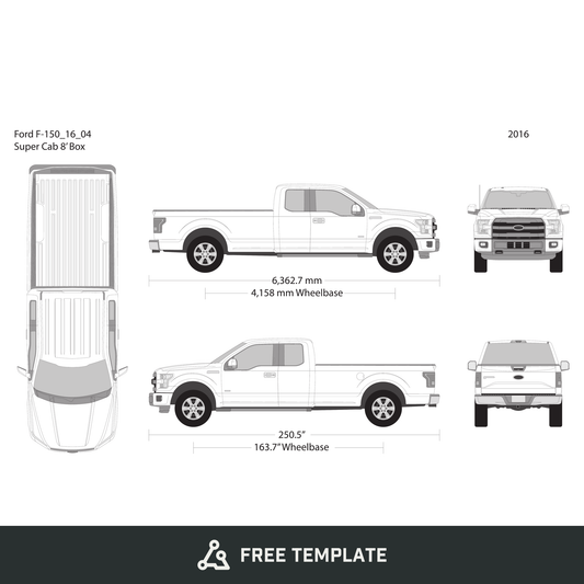 2016 Ford F-150 free vector vehicle wrap template - GravBase