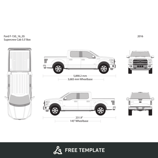 2016 Ford F-150 free vector vehicle wrap template - GravBase