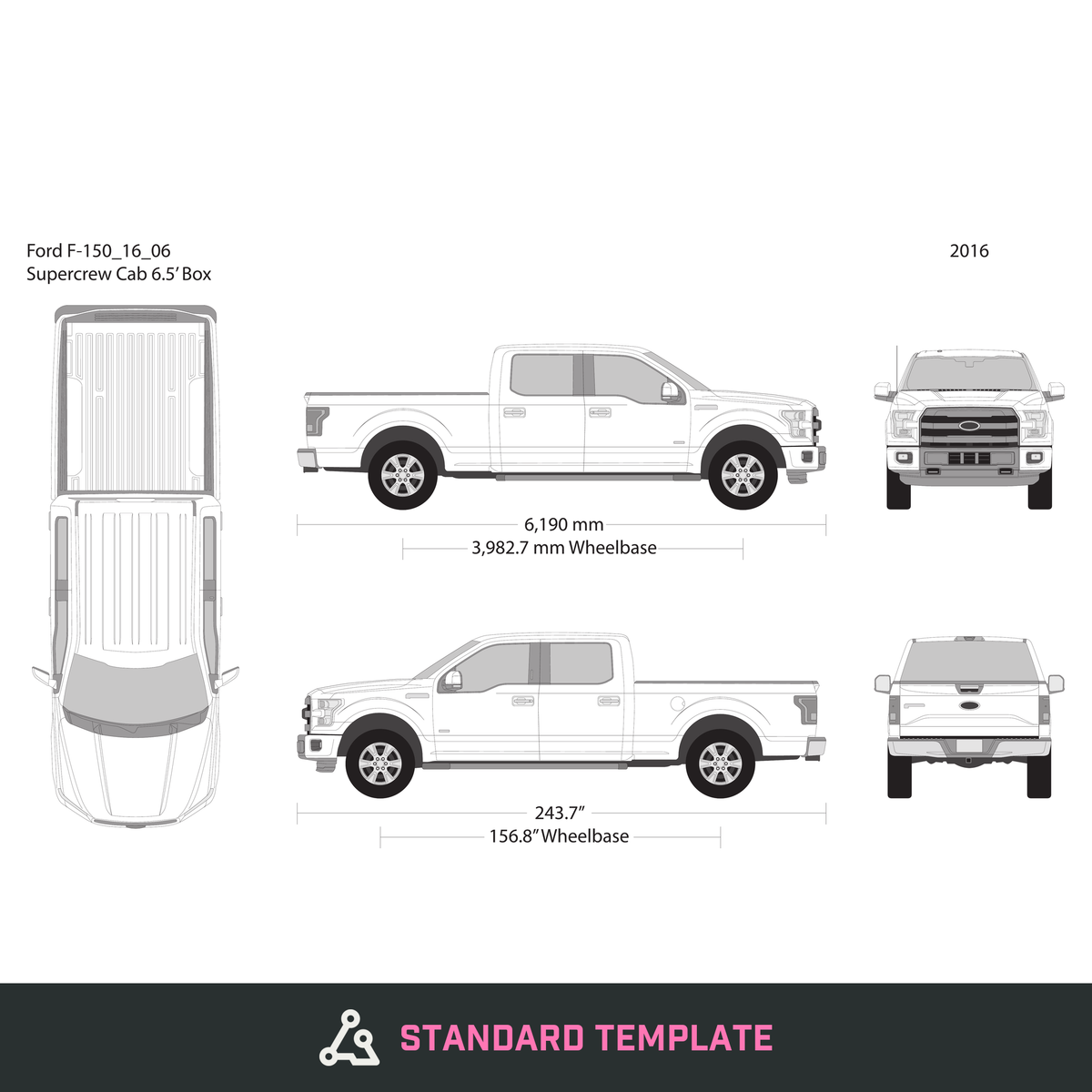 2016 Ford F-150 vector wrap template V06, Design-Ready PDF - GravBase