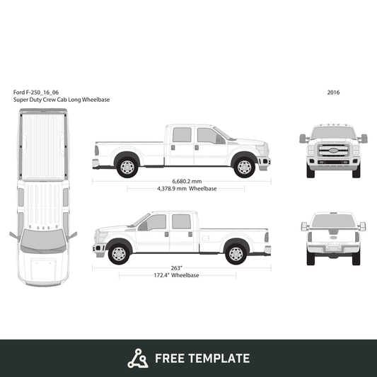2016 Ford F-250 free vector vehicle wrap template - GravBase