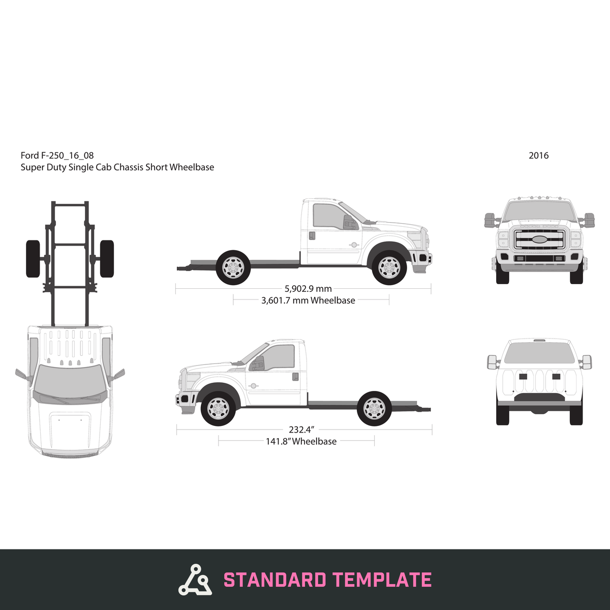 2016 Ford F-250 vector wrap template V08, Design-Ready PDF - GravBase