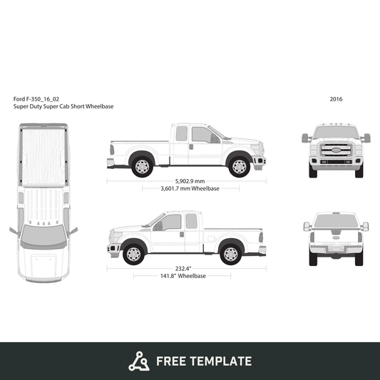 2016 Ford F-350 free vector vehicle wrap template - GravBase