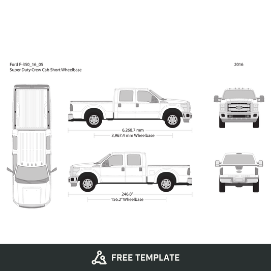 2016 Ford F-350 free vector vehicle wrap template - GravBase