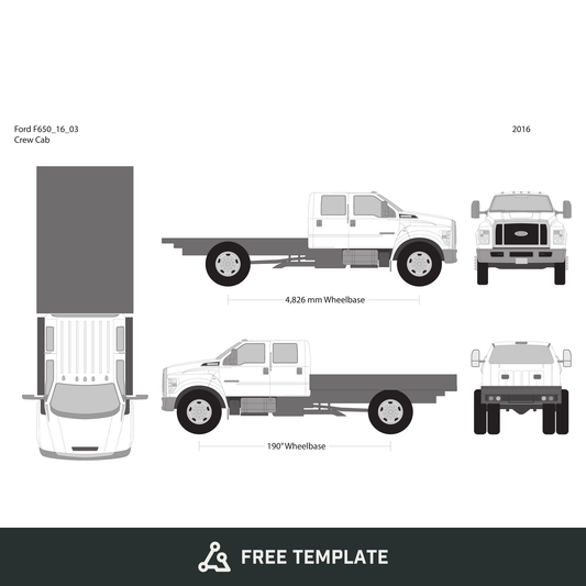 2016 Ford F-650 free vector vehicle wrap template - GravBase
