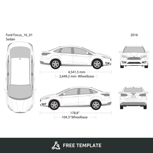 2016 Ford Focus free vector vehicle wrap template - GravBase