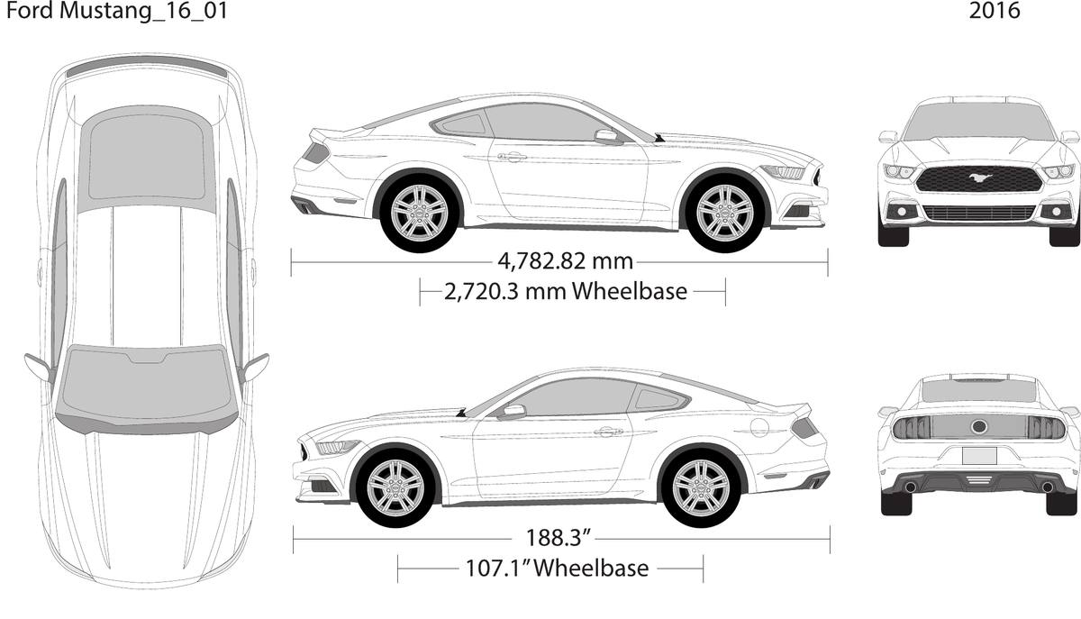 2016 Ford Mustang vector wrap template V01, Design-Ready PDF - GravBase