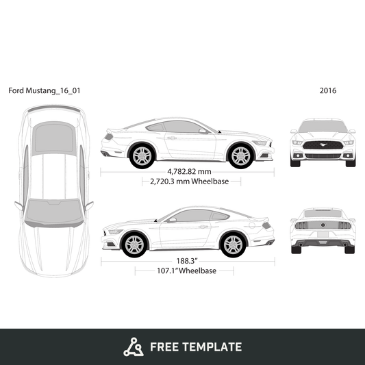 2016 Ford Mustang free vector vehicle wrap template - GravBase