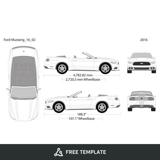2016 Ford Mustang free vector vehicle wrap template - GravBase