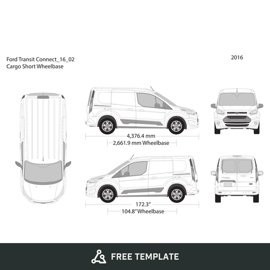 2016 Ford Transit Connect free vector vehicle wrap template - GravBase