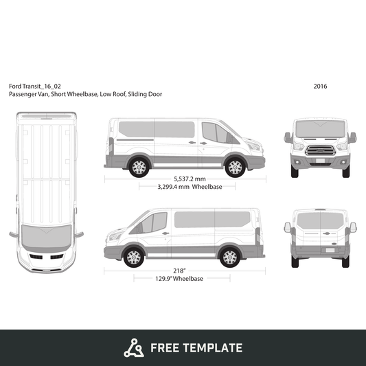 2016 Ford Transit Sliding Door free vector vehicle wrap template - GravBase