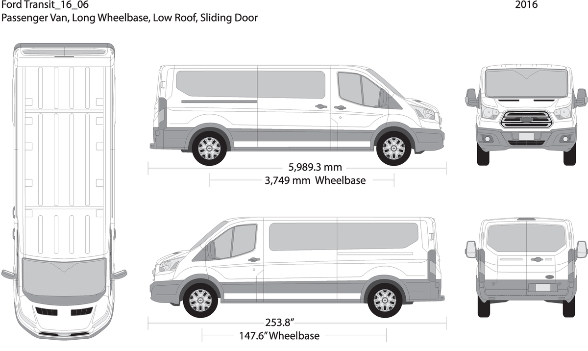 2016 Ford Transit Sliding Door V06 Vehicle Wrap Template