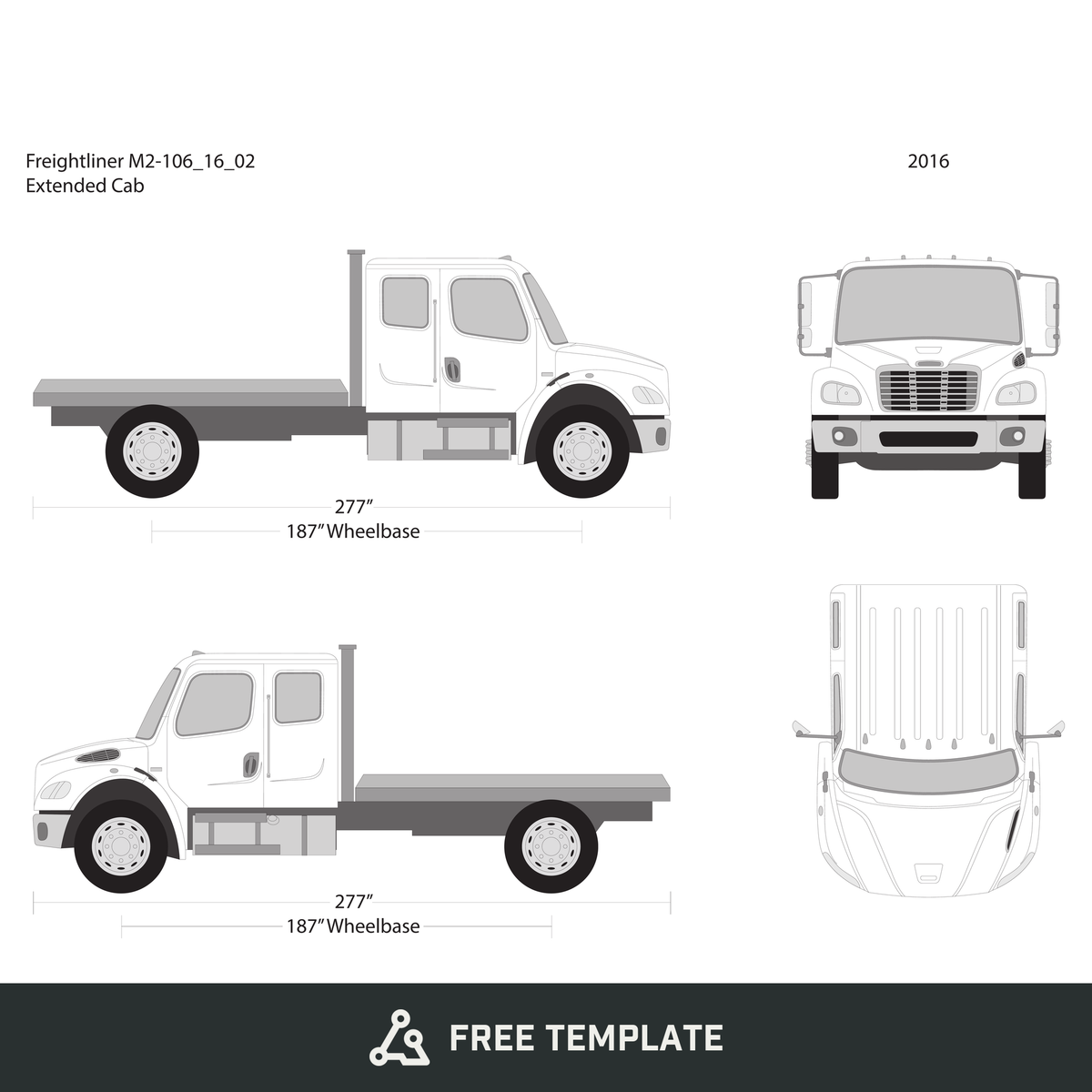 2016 Freightliner M2-106 free vector vehicle wrap template - GravBase