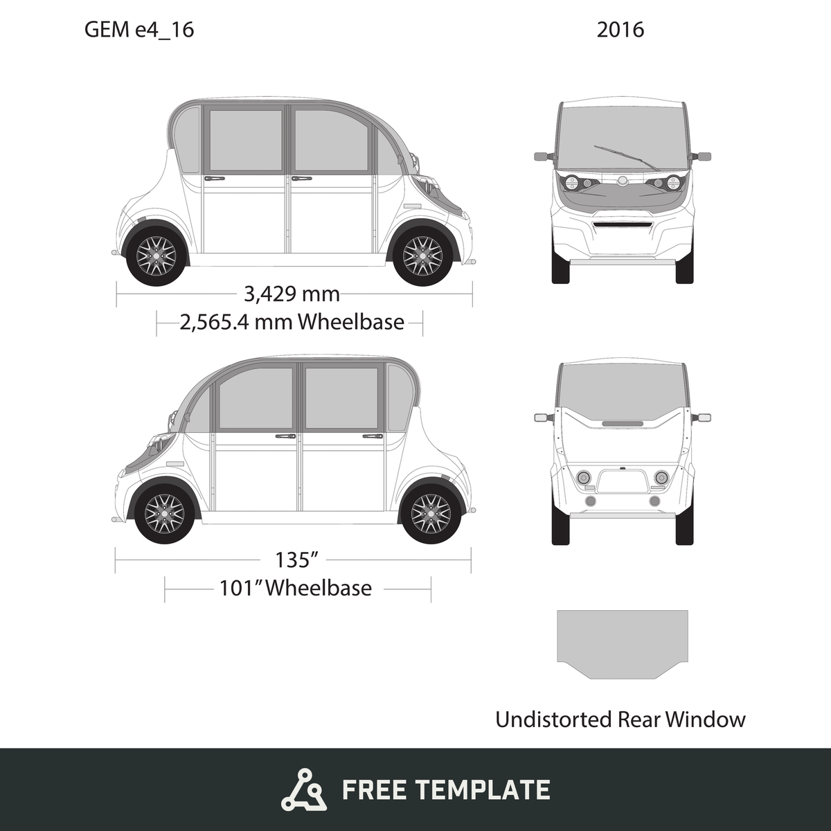 2016 GEM E4 free vector vehicle wrap template - GravBase