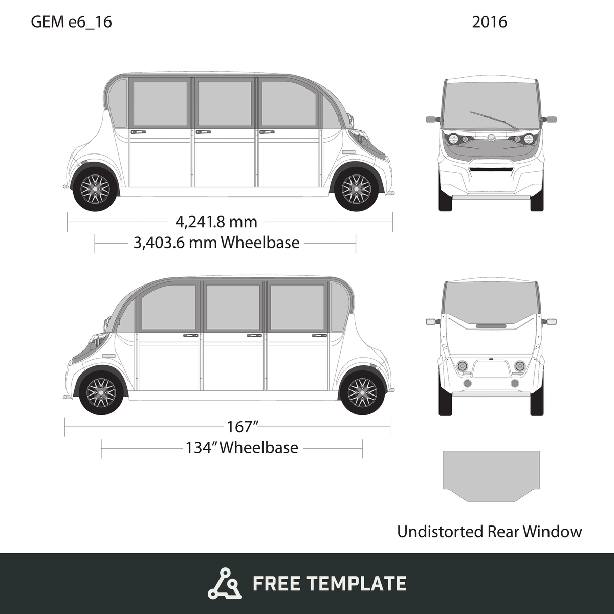 2016 GEM E6 free vector vehicle wrap template - GravBase