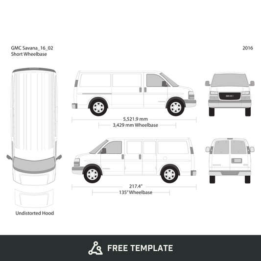 2016 GMC Savana free vector vehicle wrap template - GravBase