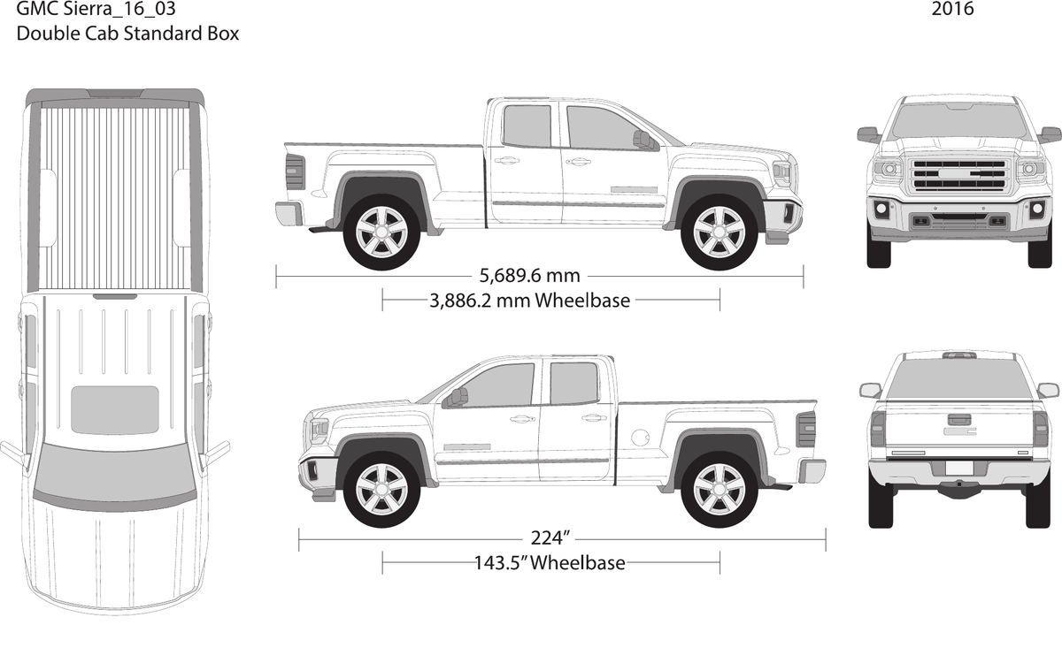 2016 GMC Sierra 1500 vector wrap template V03, Design-Ready PDF - GravBase