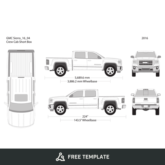 2016 GMC Sierra 1500 free vector vehicle wrap template - GravBase