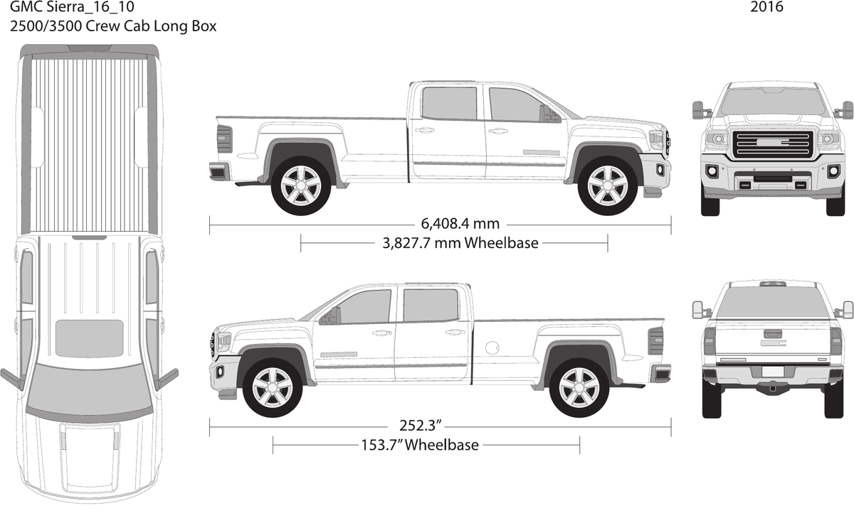 2016 GMC Sierra 2500-3500 HD vector wrap template V10, Design-Ready PDF - GravBase