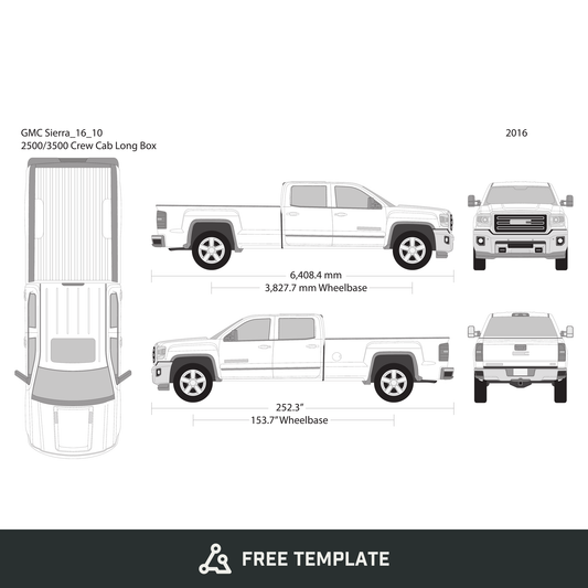 2016 GMC Sierra 2500-3500 HD free vector vehicle wrap template - GravBase